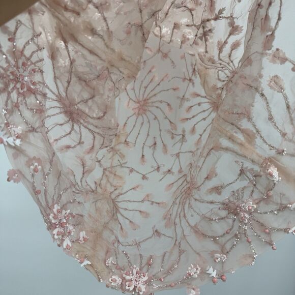 Unbranded Vintage Pink Beaded Sheer Sleeveless Overlay Womens XS-S - Picture 9 of 16